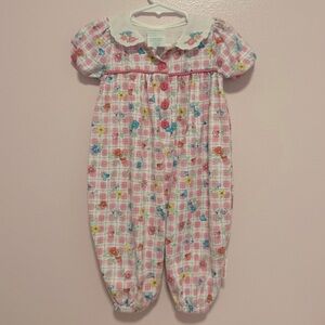 Vintage Healthtex Pink Floral Playsuit Sz 12 Months